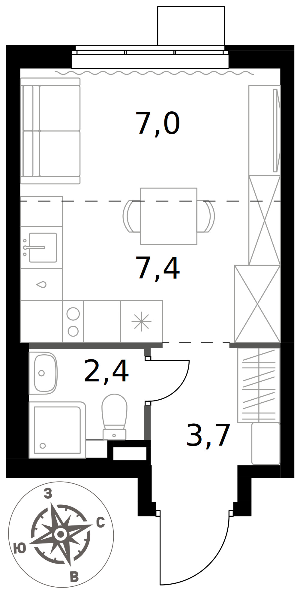 1-й Химкинский — Студия · 20,5 м²