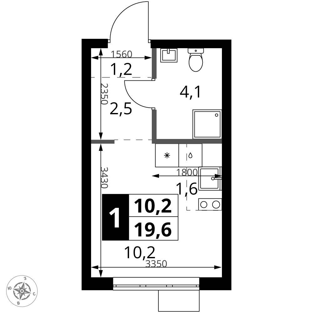 1-й Ясеневский — Студия · 19,6 м²