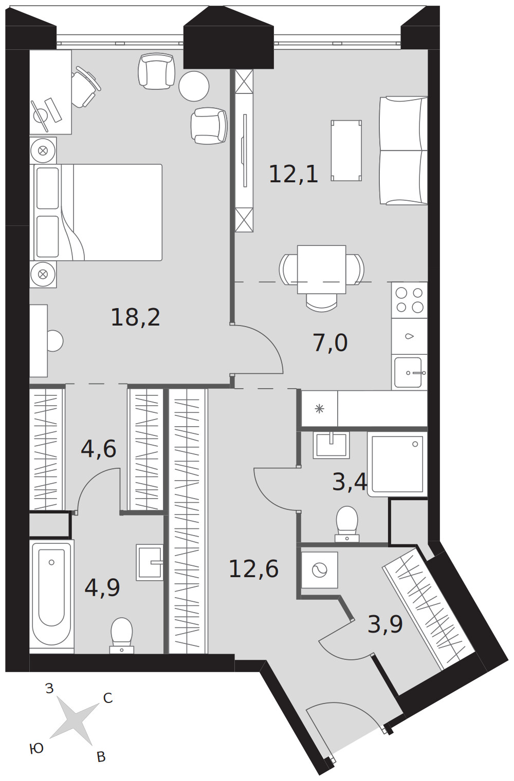 Архитектор — 2-комнатная · 66,7 м²