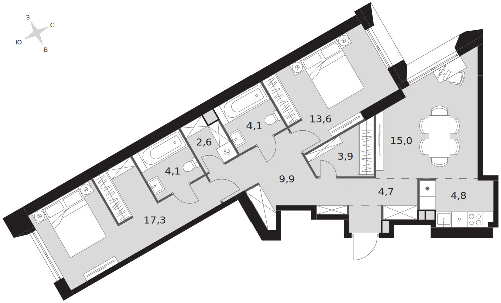 Архитектор — 3-комнатная · 80,0 м²