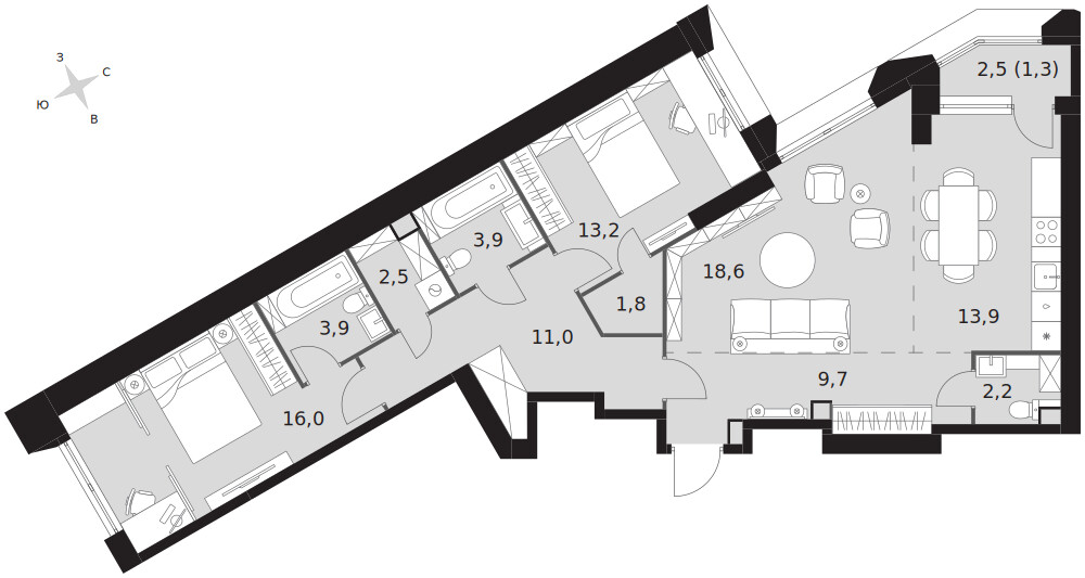Архитектор — 3-комнатная · 98,0 м²