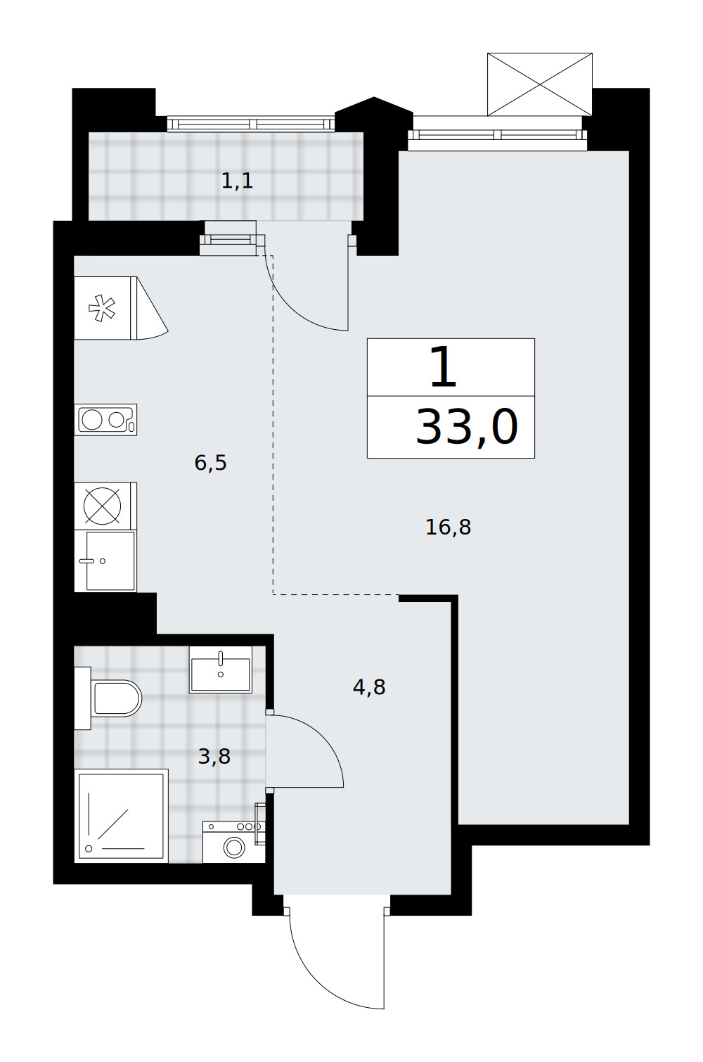 Десна-Речье — 1-комнатная · 33,0 м²