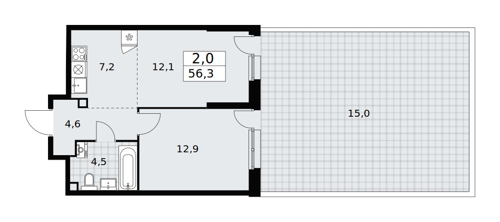 Дзен-кварталы — Евродвушка · 56,1 м²