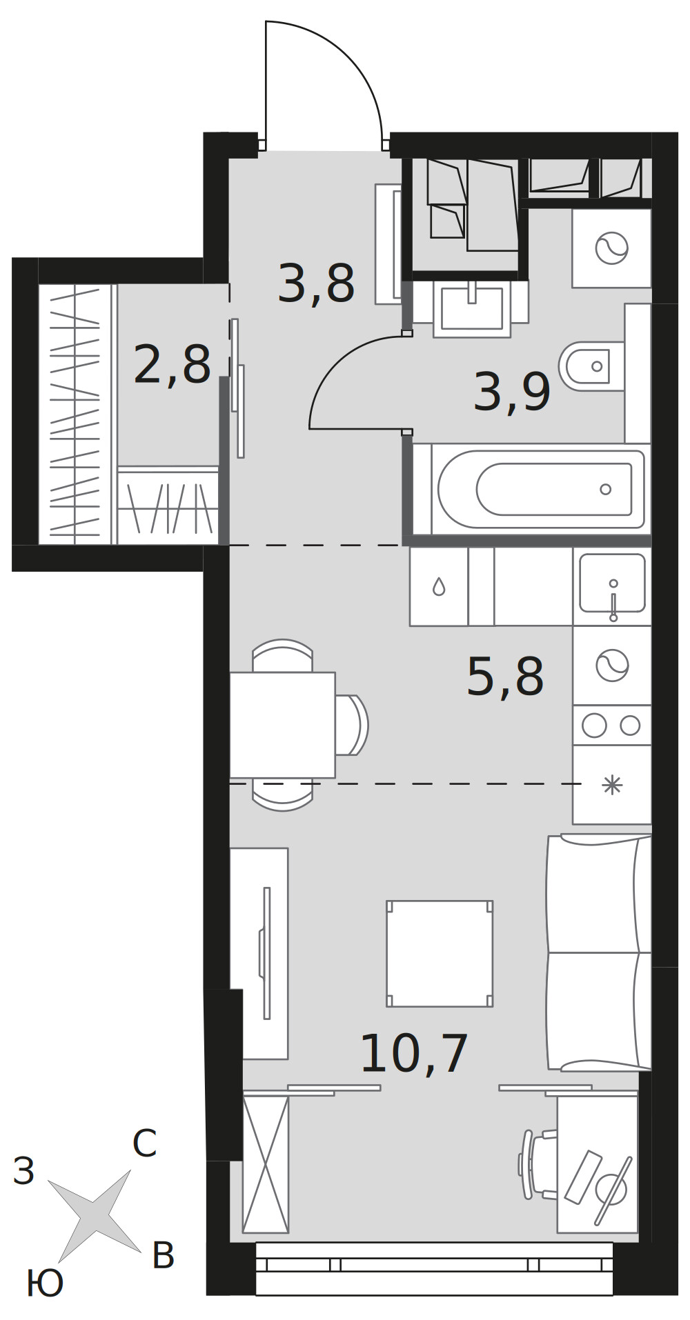 Роттердам — Студия · 27,0 м²