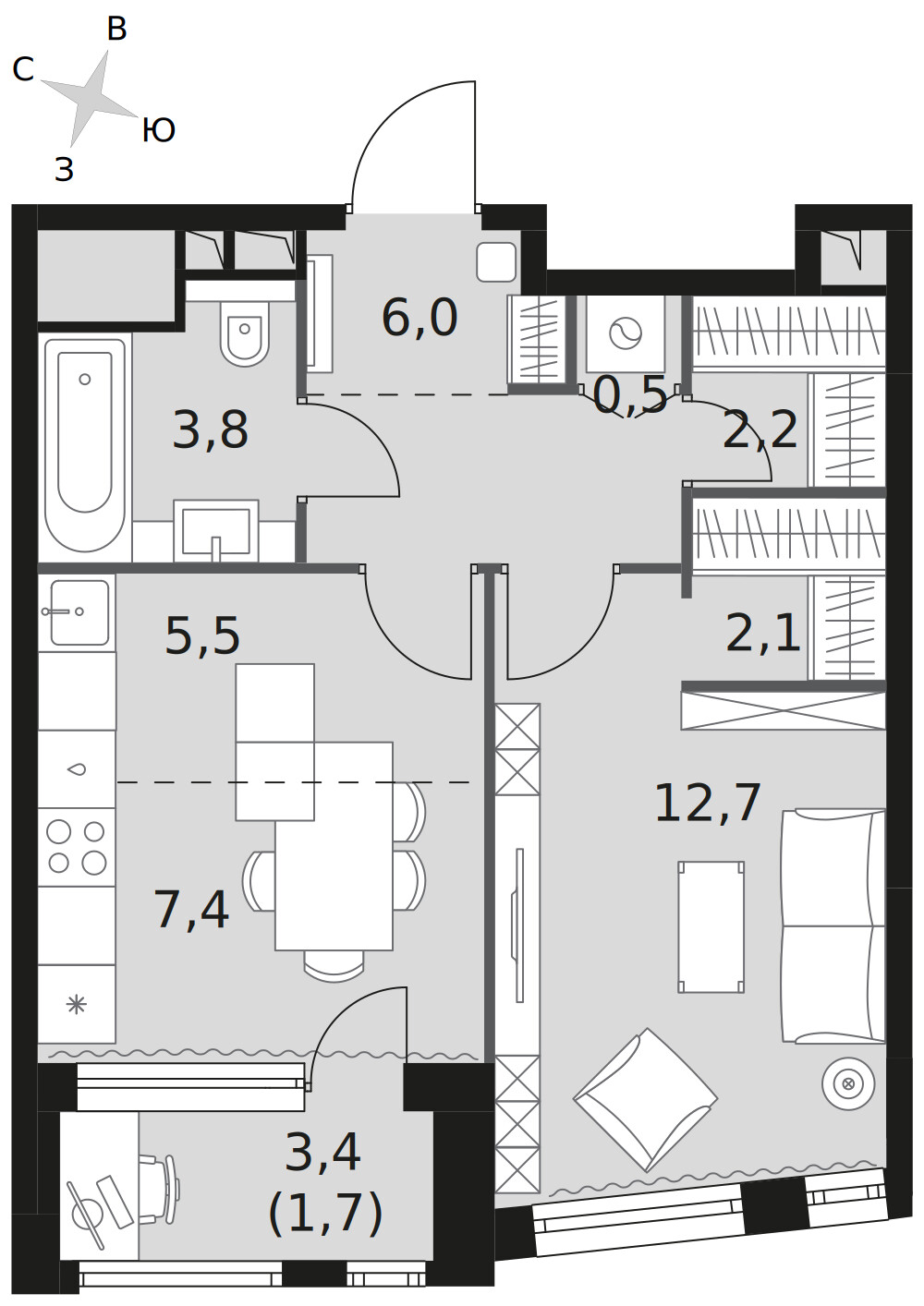 Роттердам — 1-комнатная · 41,9 м²