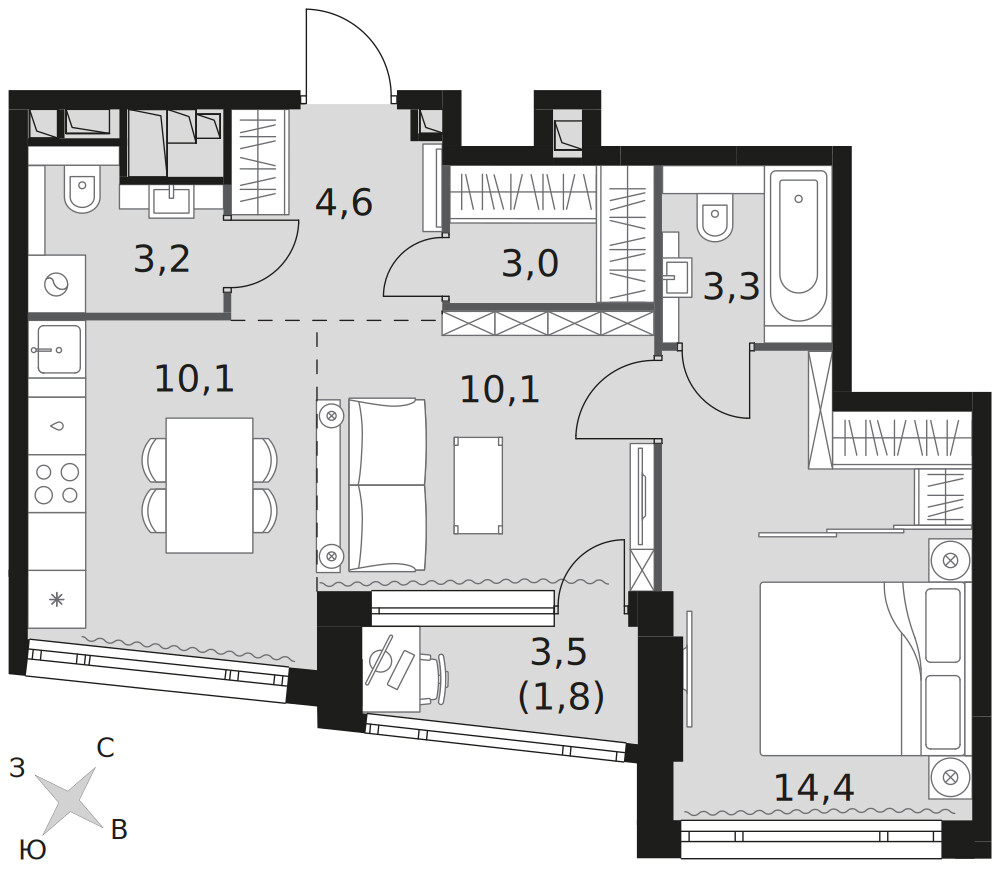 Роттердам — 2-комнатная · 50,5 м²