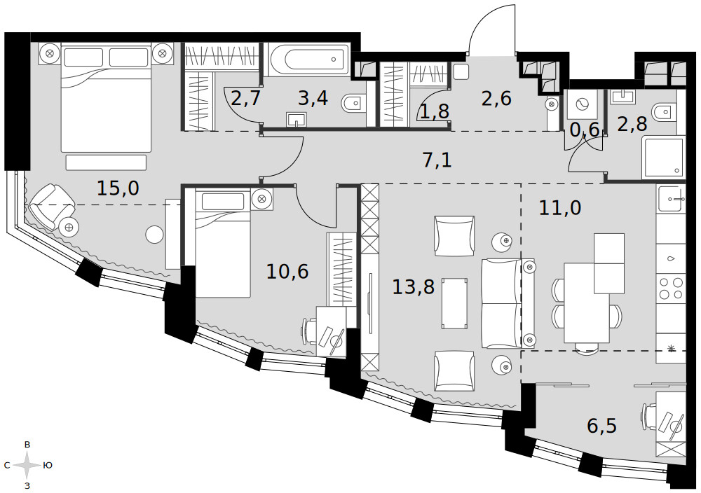 Роттердам — 3-комнатная · 77,9 м²
