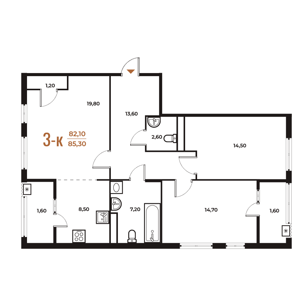 Новое Летово — 3-комнатная · 84,9 м²