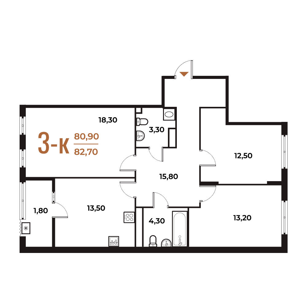 Новое Летово — 3-комнатная · 85,7 м²