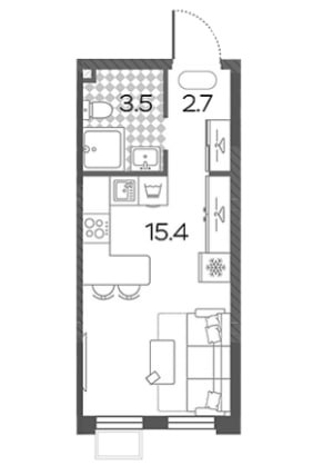 Пригород Лесное — Студия&nbsp;· 21,6&nbsp;м²