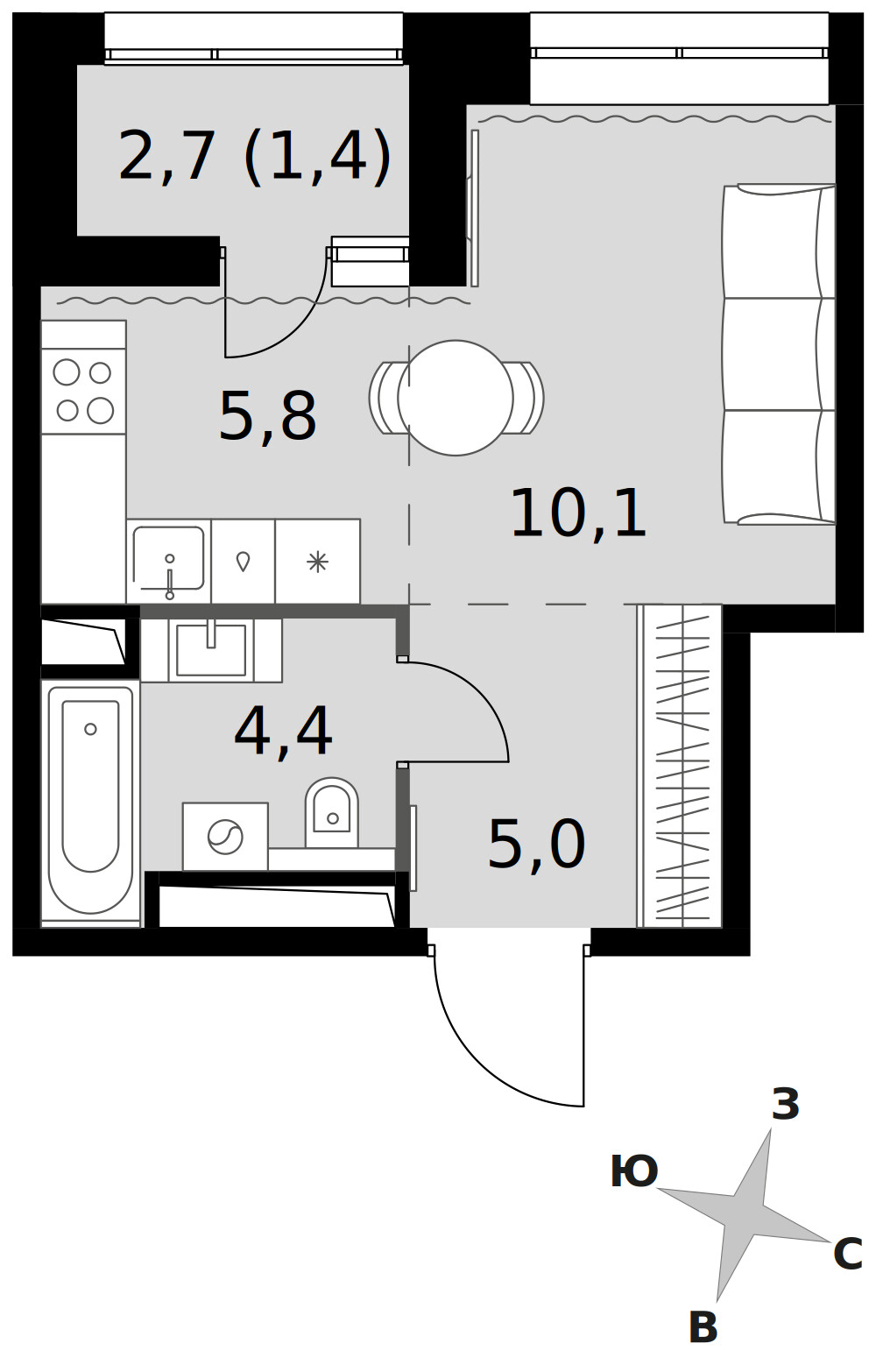 Sky Garden — Студия · 26,7 м²