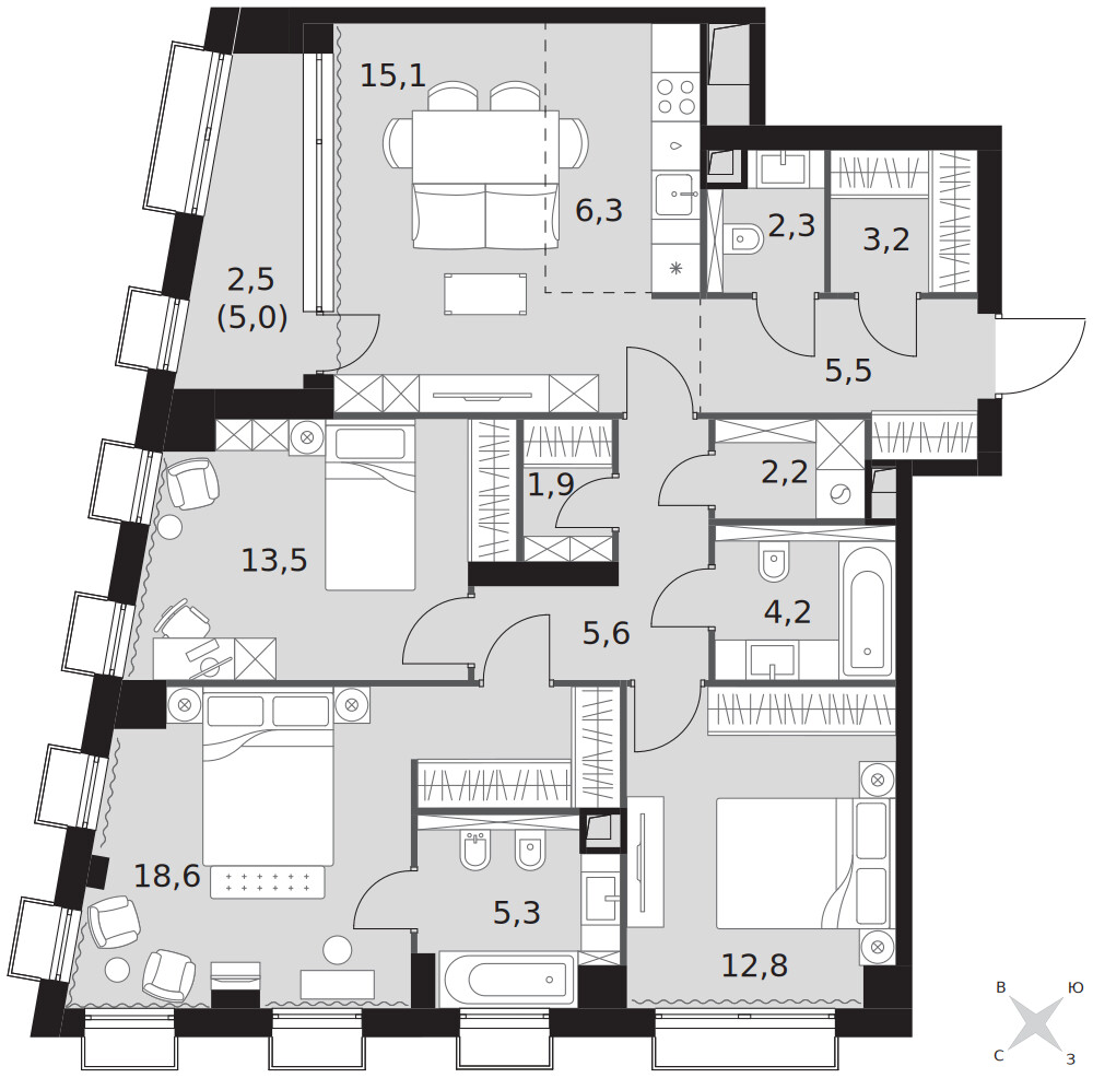 Sydney City — 4-комнатная · 99,0 м²