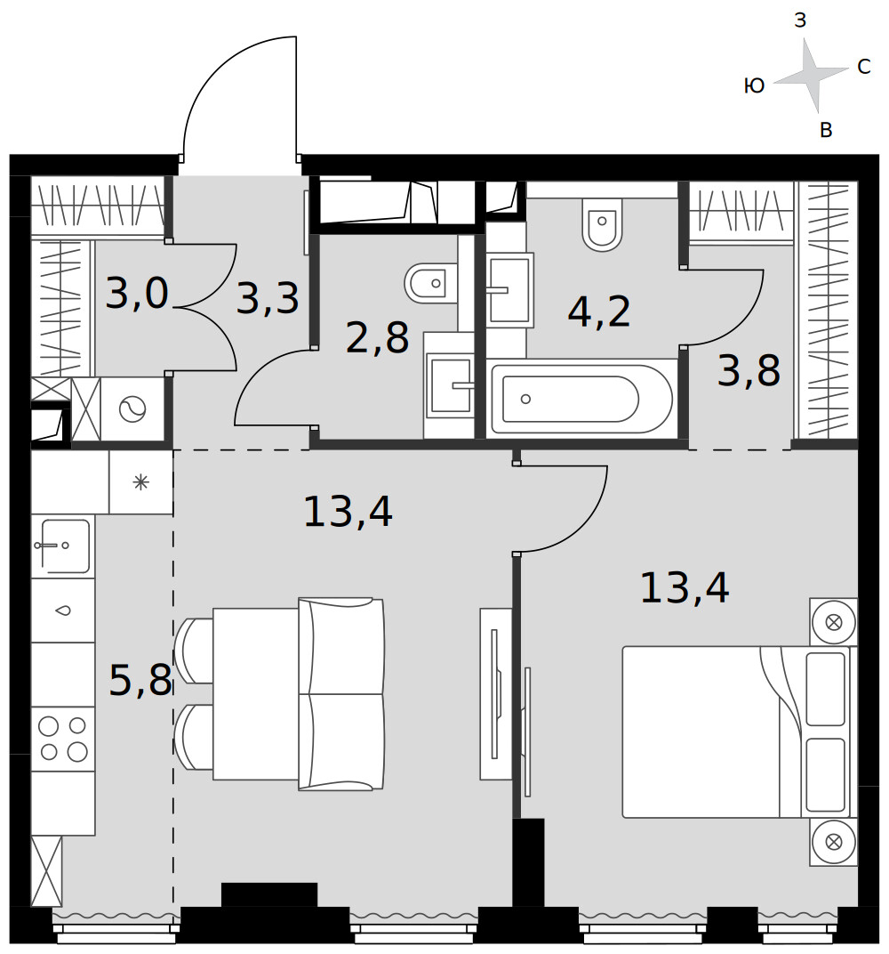 Sydney City — 2-комнатная · 49,7 м²