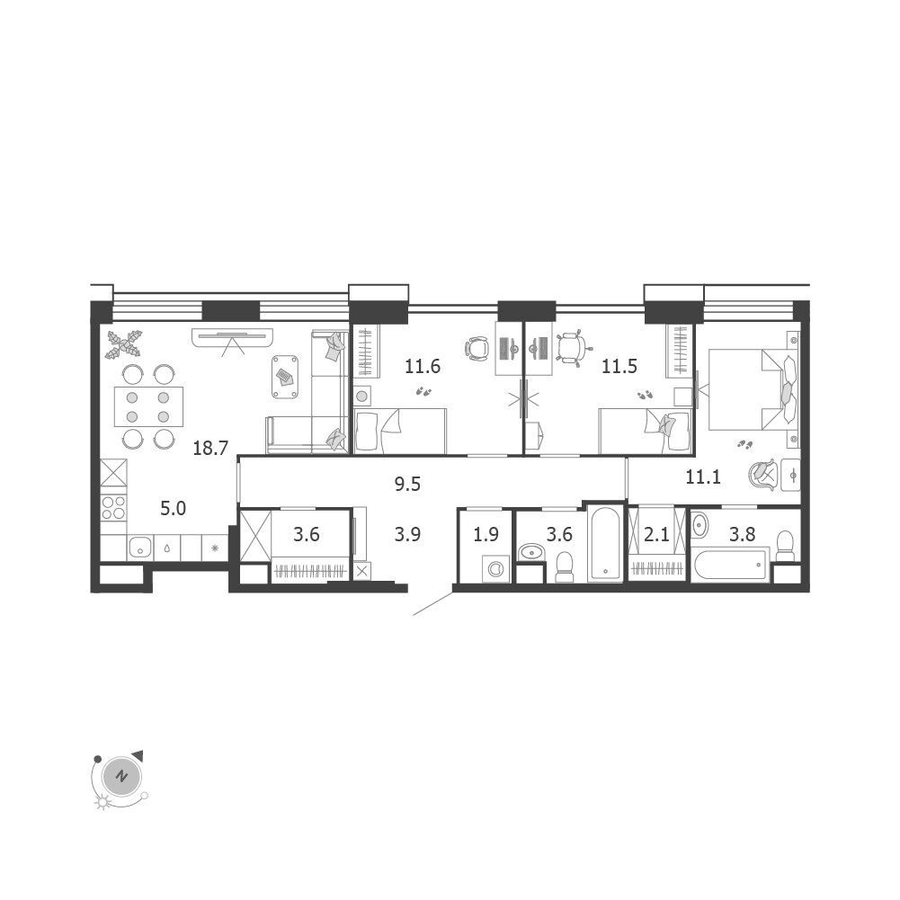 Voxhall — 4-комнатная · 86,2 м²
